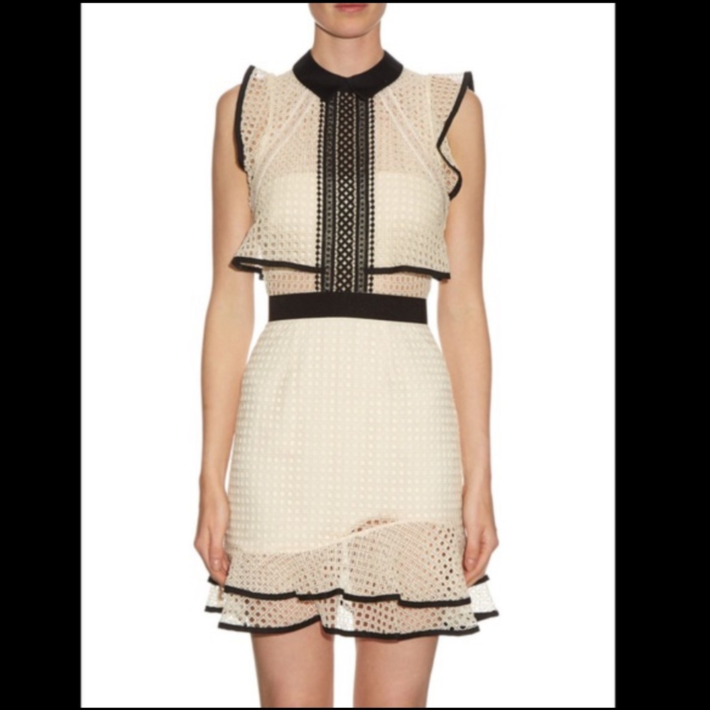Self-Portrait Contrast Flounced dress